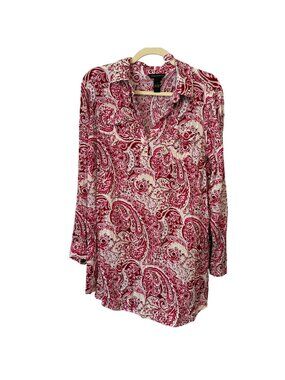 Bit & Bridle Womens Paisley Print Long Sleeve Blouse S Pink White